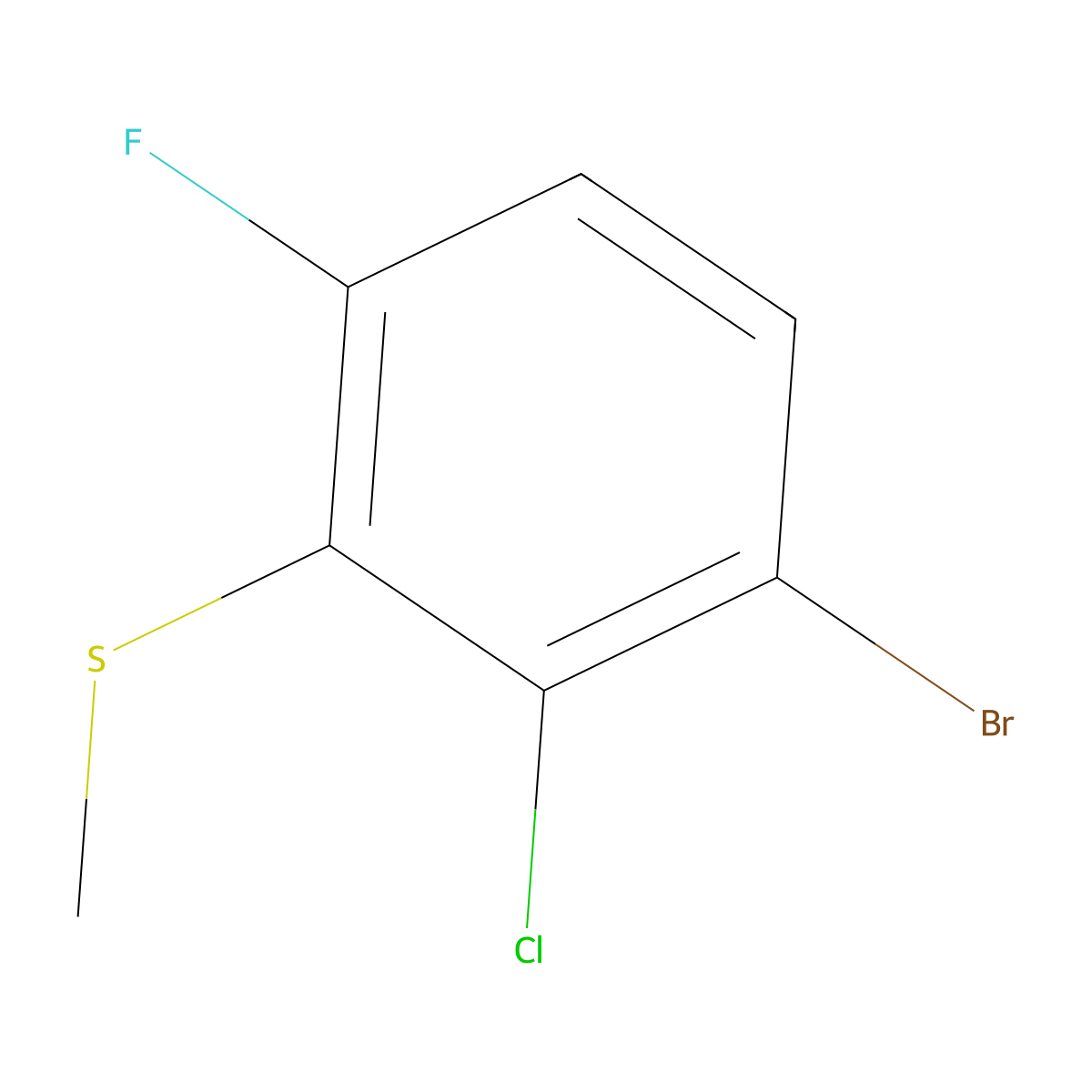 (3-Bromo-2-chloro-6-fluorophenyl)(methyl)sulfane molecular structure, CAS 2166631-47-4