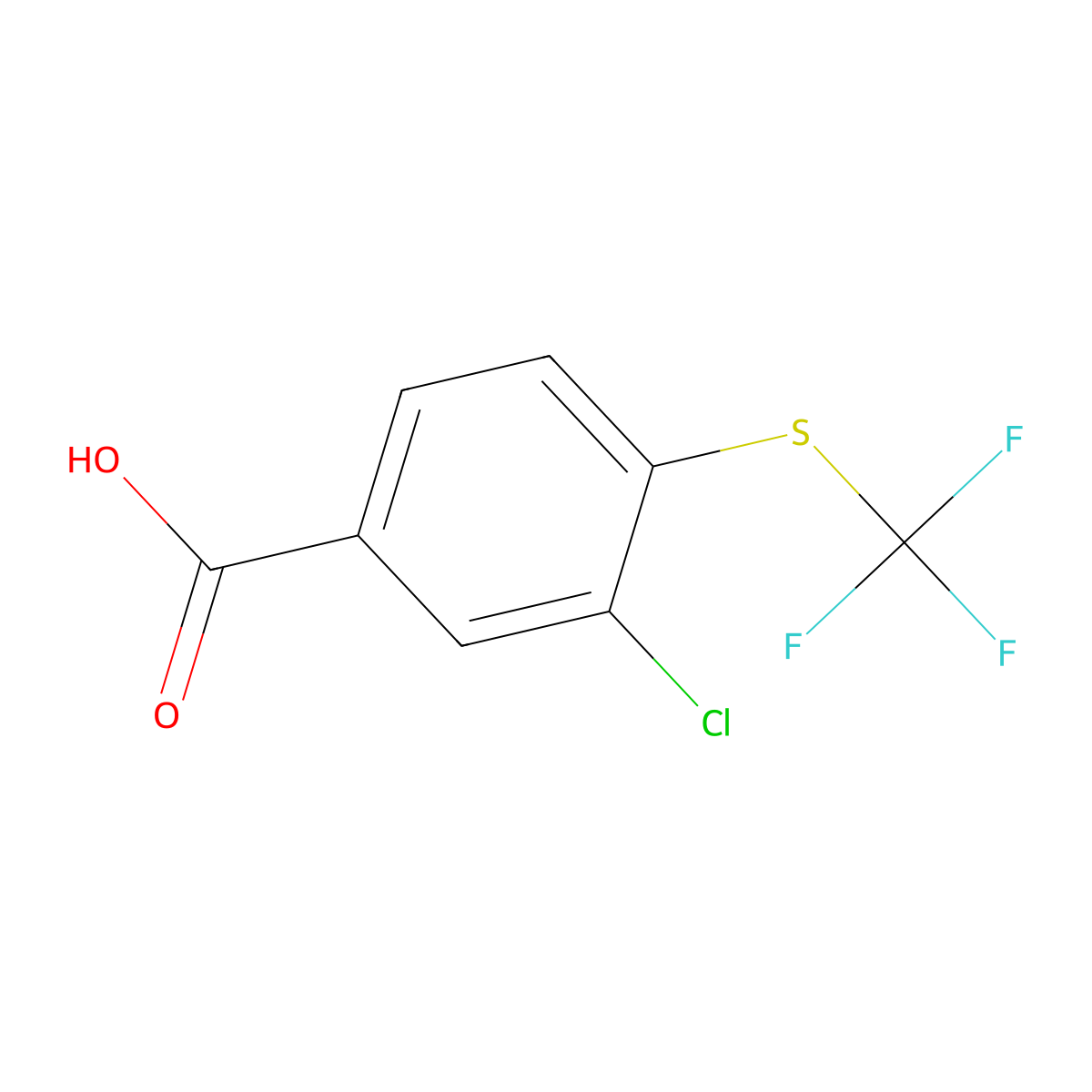 3-Chloro-4-[(trifluoromethyl)sulfanyl]benzoic acid molecular structure, CAS 2166641-08-1