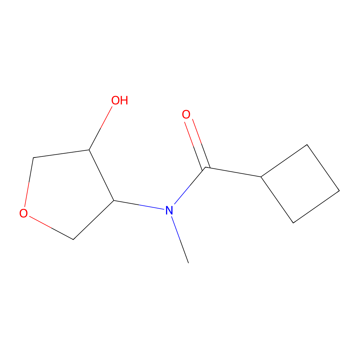 N-(4-Hydroxyoxolan-3-yl)-N-methylcyclobutanecarboxamide molecular structure, CAS 2166644-40-0