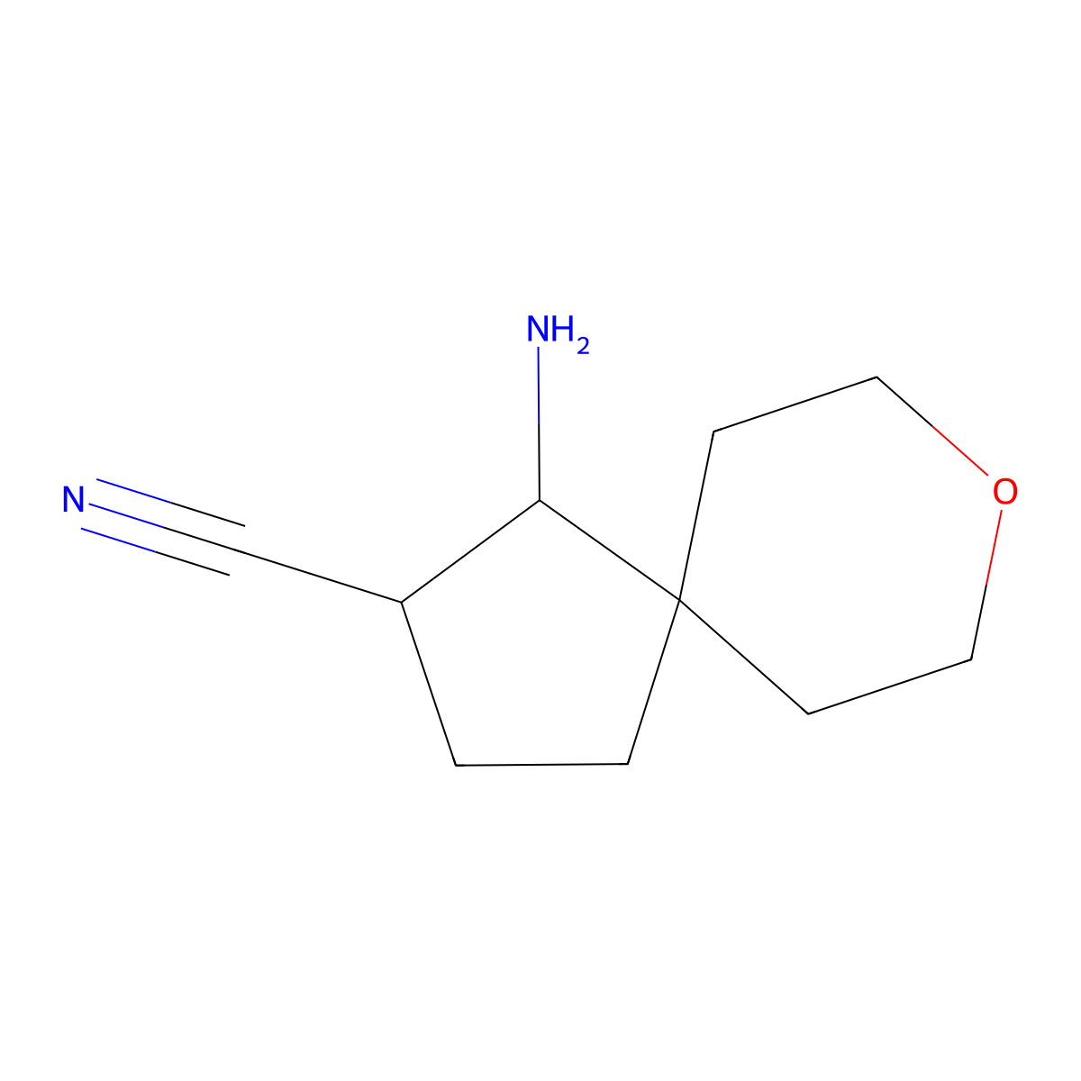 1-Amino-8-oxaspiro[4.5]decane-2-carbonitrile molecular structure, CAS 2166647-59-0