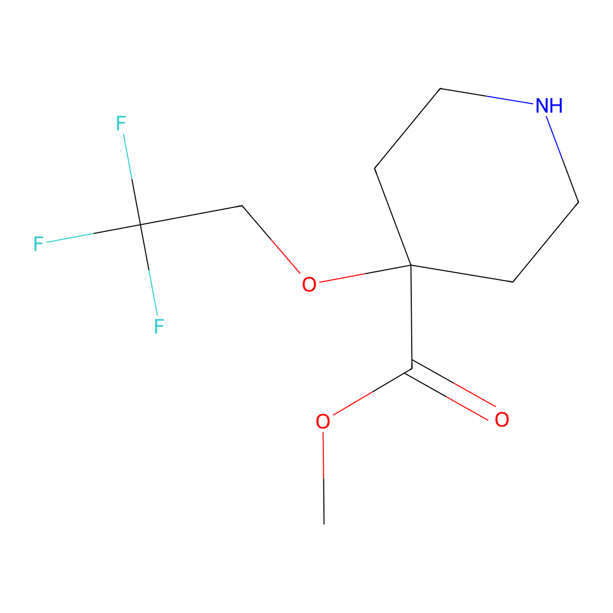 Methyl 4-(2,2,2-trifluoroethoxy)piperidine-4-carboxylate molecular structure, CAS 2166648-80-0