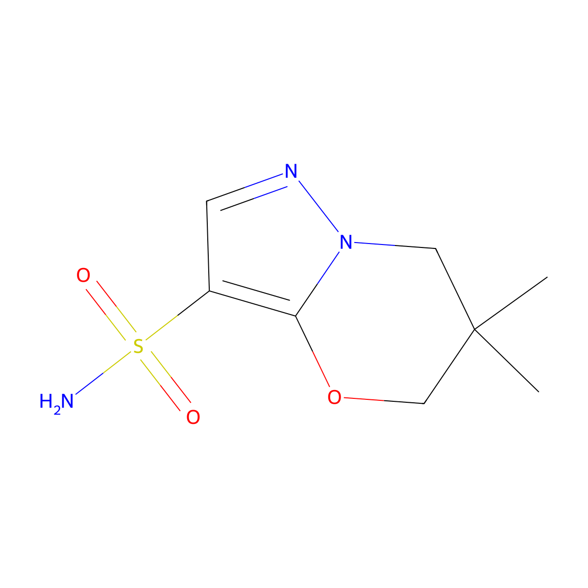 6,6-dimethyl-5H,6H,7H-pyrazolo[3,2-b][1,3]oxazine-3-sulfonamide molecular structure, CAS 2166651-36-9