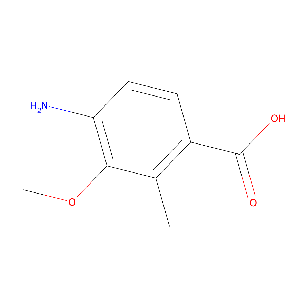 4-Amino-3-methoxy-2-methylbenzoic acid molecular structure, CAS 2166655-84-9