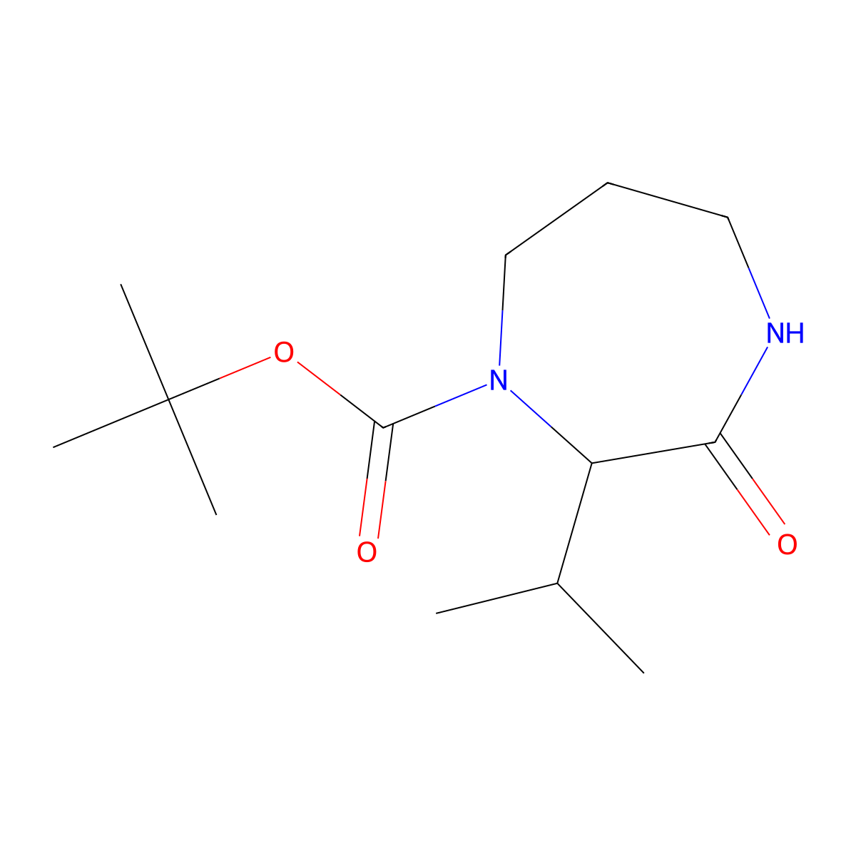 Tert-butyl 3-oxo-2-(propan-2-yl)-1,4-diazepane-1-carboxylate molecular structure, CAS 2166655-92-9
