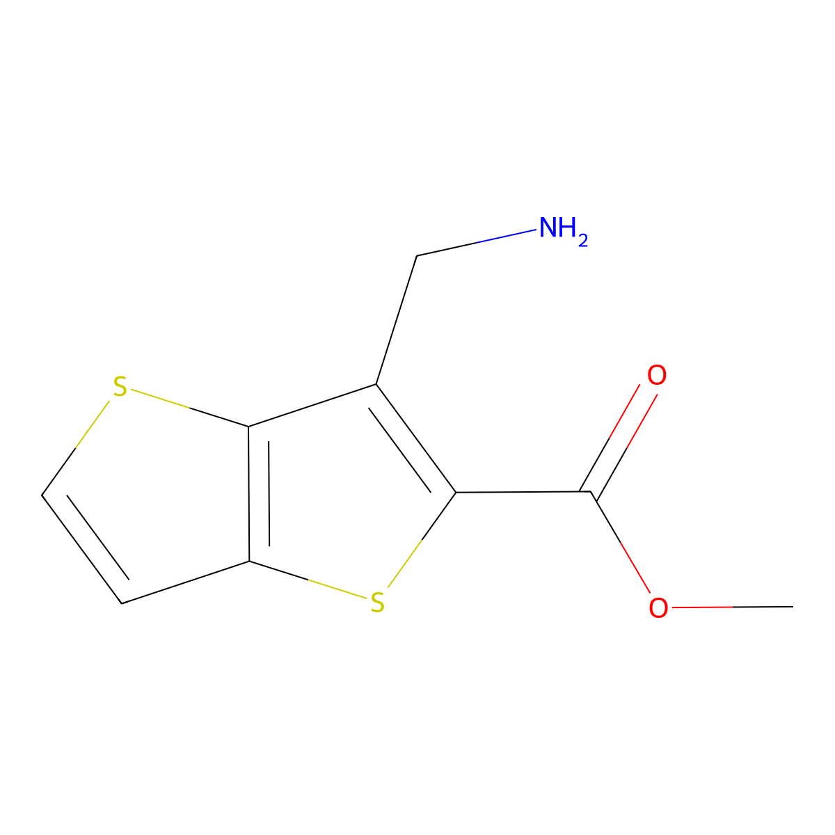 Methyl 3-(aminomethyl)thieno[3,2-b]thiophene-2-carboxylate molecular structure, CAS 2166669-21-0