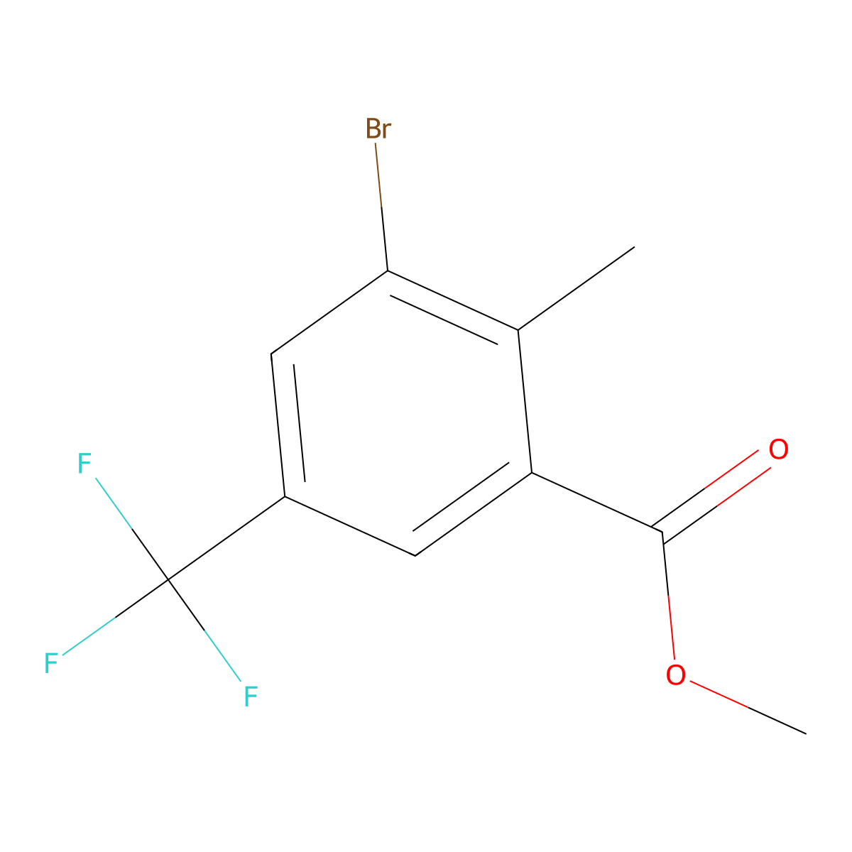 Methyl 3-bromo-2-methyl-5-(trifluoromethyl)benzoate molecular structure, CAS 2166669-61-8