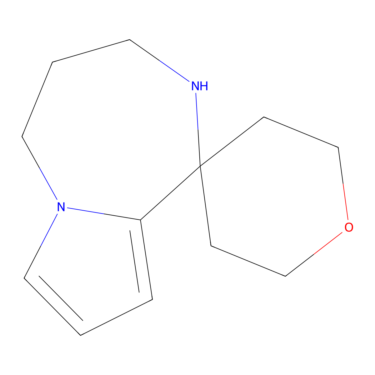 2',3',4',5'-Tetrahydrospiro[oxane-4,1'-pyrrolo[1,2-a][1,4]diazepine] molecular structure, CAS 2166686-84-4
