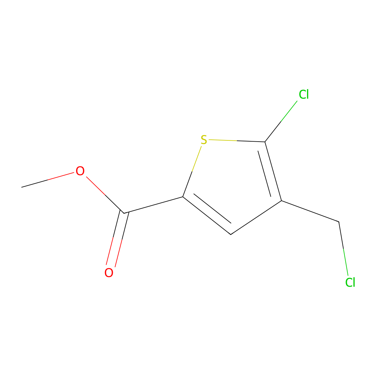 Methyl 5-chloro-4-(chloromethyl)thiophene-2-carboxylate molecular structure, CAS 2166694-28-4