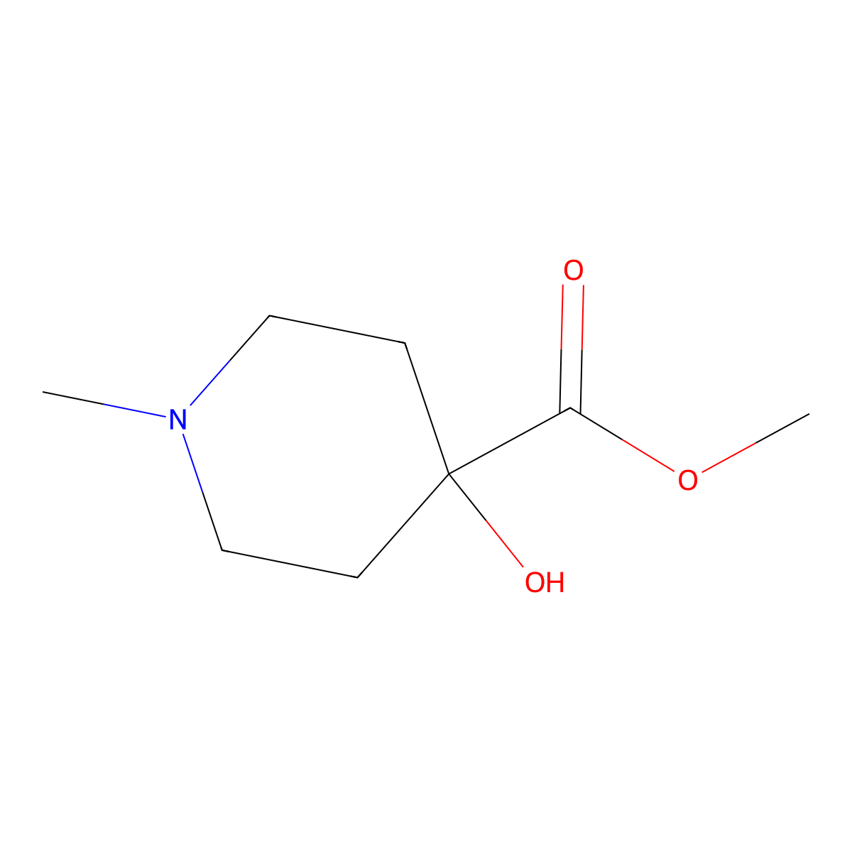 Methyl 4-hydroxy-1-methylpiperidine-4-carboxylate molecular structure, CAS 21667-71-0