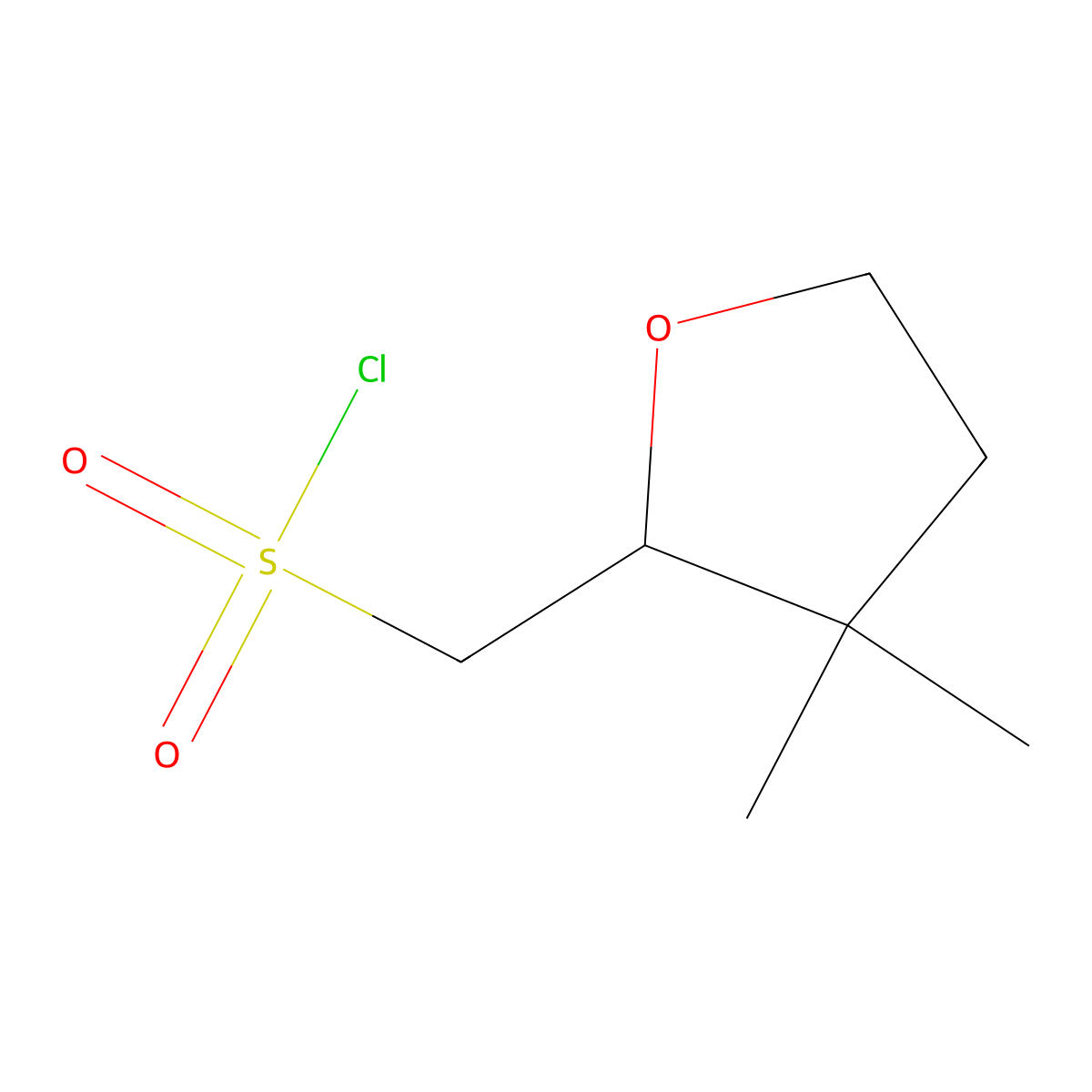 (3,3-Dimethyloxolan-2-yl)methanesulfonyl chloride molecular structure, CAS 2166701-96-6