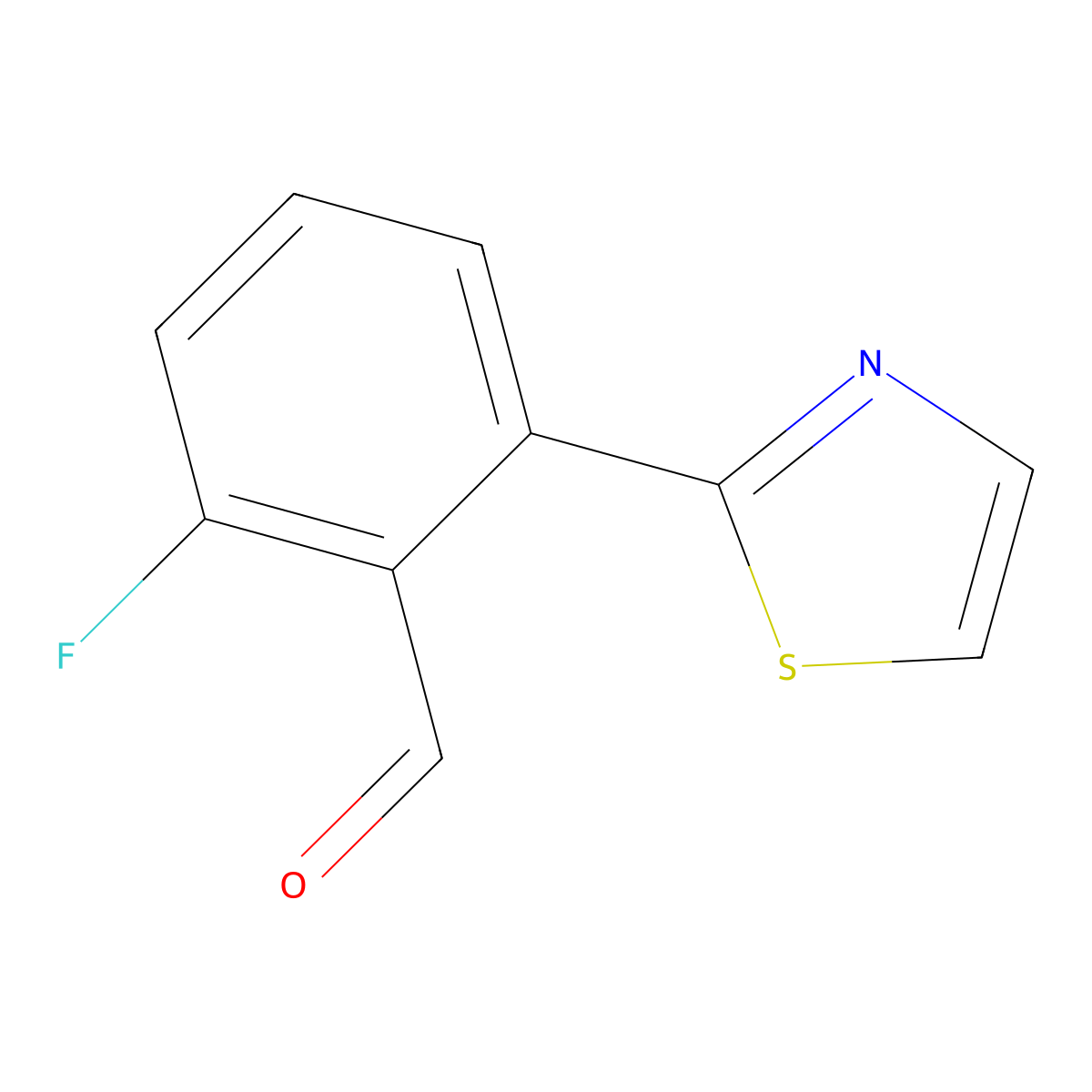2-Fluoro-6-(thiazol-2-yl)benzaldehyde molecular structure, CAS 2166712-54-3