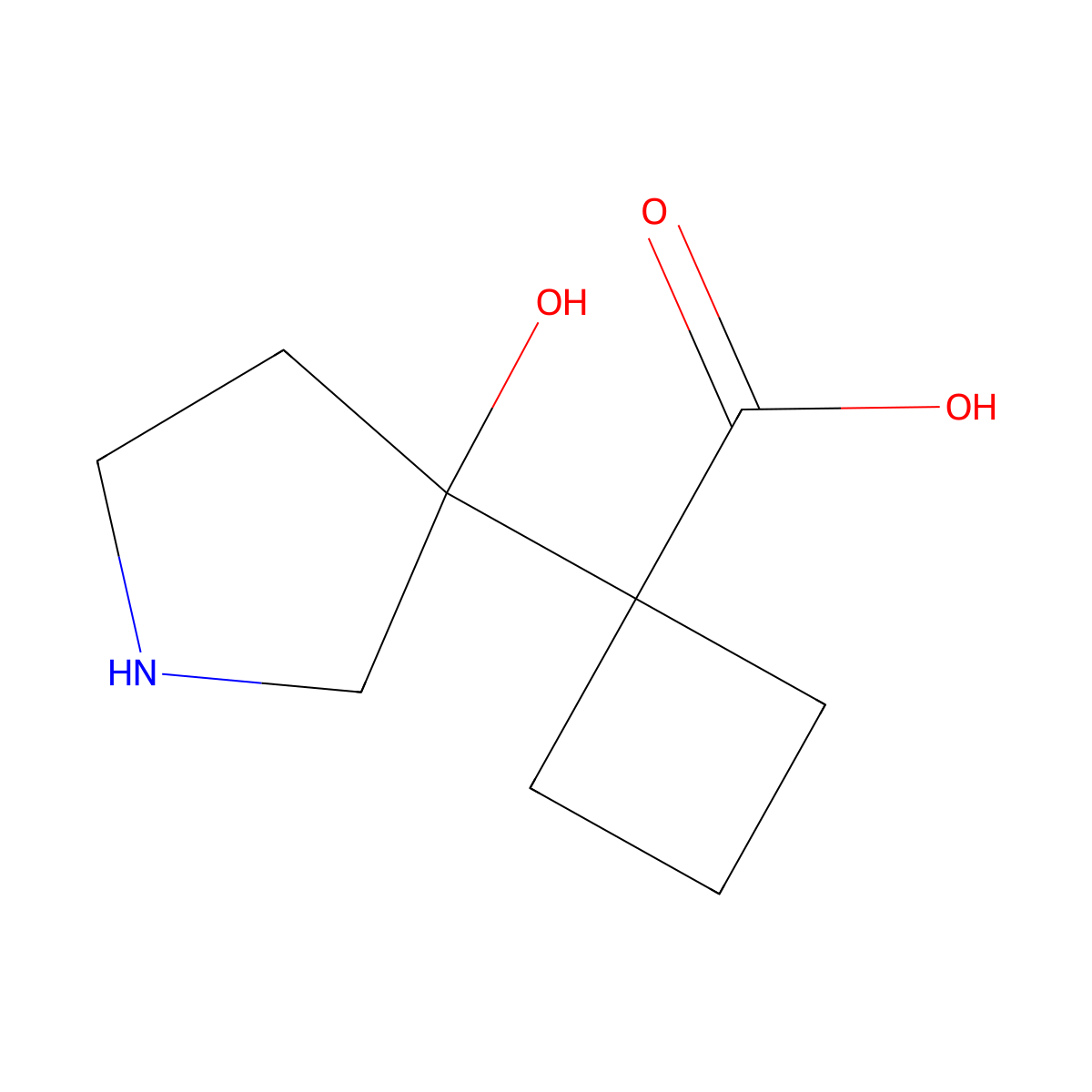 1-(3-Hydroxypyrrolidin-3-yl)cyclobutane-1-carboxylic acid molecular structure, CAS 2166712-66-7