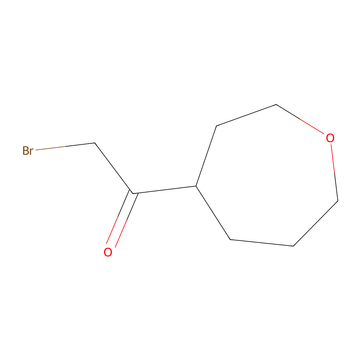 2-Bromo-1-(oxepan-4-yl)ethan-1-one molecular structure, CAS 2166717-48-0