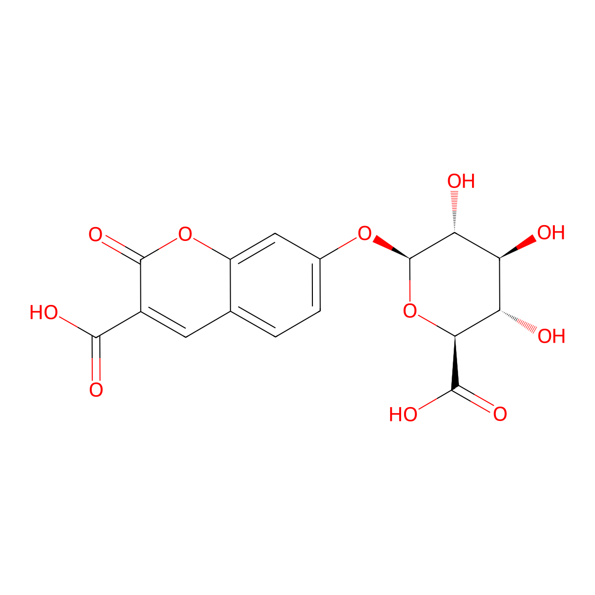 3-Carboxyumbelliferyl-b-D-glucuronide molecular structure, CAS 216672-17-2