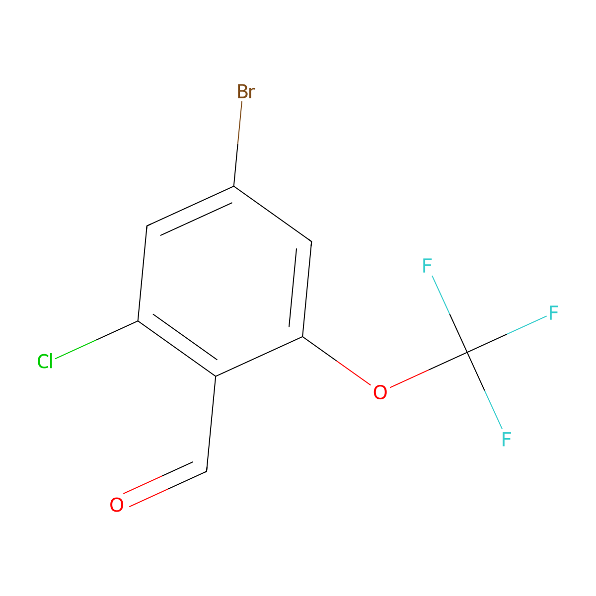 4-Bromo-2-chloro-6-(trifluoromethoxy)benzaldehyde molecular structure, CAS 2166720-11-0