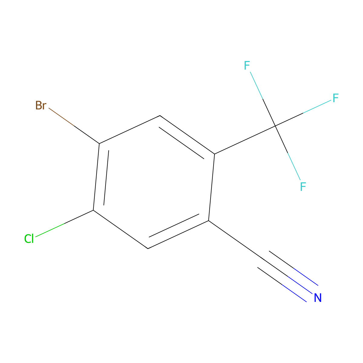 4-Bromo-5-chloro-2-trifluoromethyl-benzonitrile molecular structure, CAS 2166727-86-0