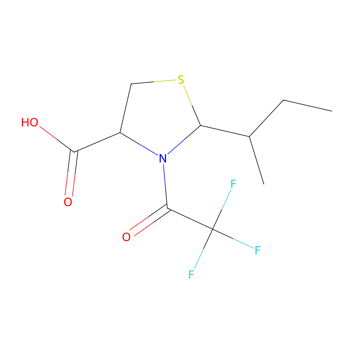 2-(Butan-2-yl)-3-(trifluoroacetyl)-1,3-thiazolidine-4-carboxylic acid molecular structure, CAS 2166729-85-5