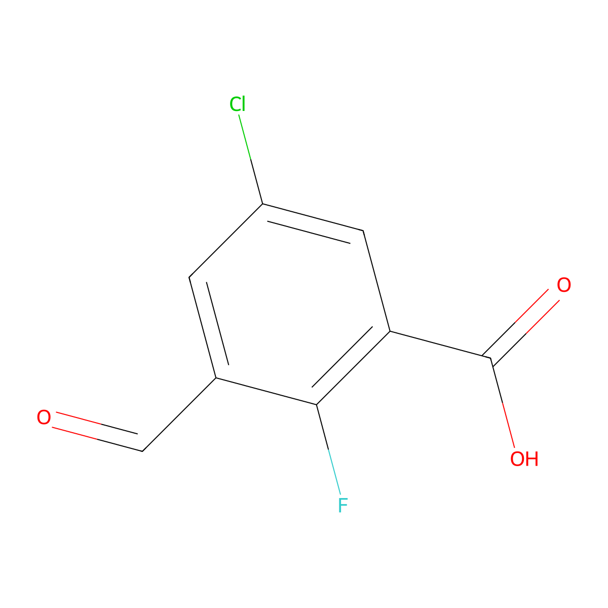 5-Chloro-2-fluoro-3-formylbenzoic acid molecular structure, CAS 2166733-68-0