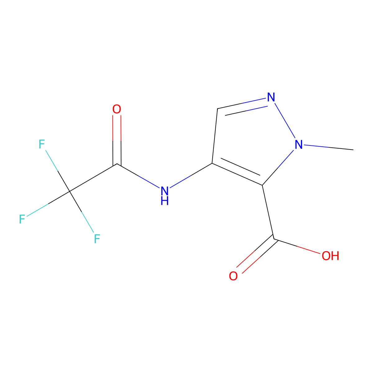 1-methyl-4-(trifluoroacetamido)-1H-pyrazole-5-carboxylic acid molecular structure, CAS 2166735-51-7
