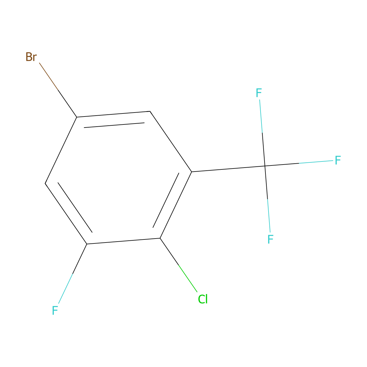 5-Bromo-2-chloro-1-fluoro-3-(trifluoromethyl)benzene molecular structure, CAS 2166736-00-9