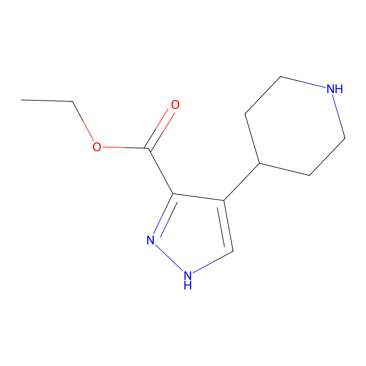 ethyl 4-(piperidin-4-yl)-1H-pyrazole-3-carboxylate molecular structure, CAS 2166747-17-5