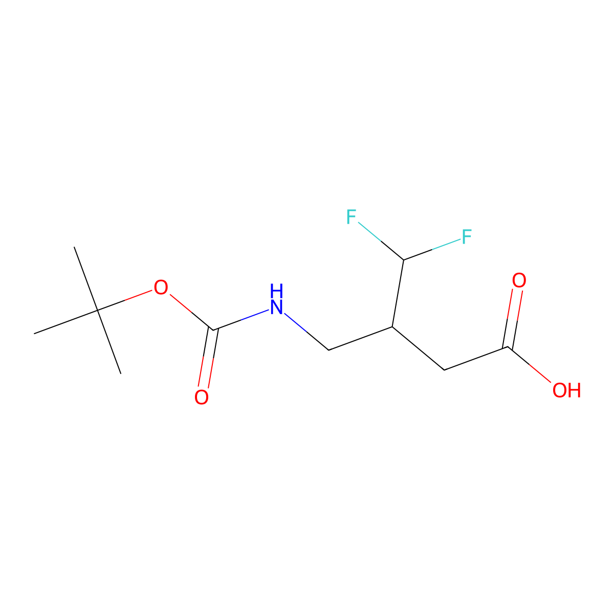 3-({[(Tert-butoxy)carbonyl]amino}methyl)-4,4-difluorobutanoicacid molecular structure, CAS 2166750-19-0