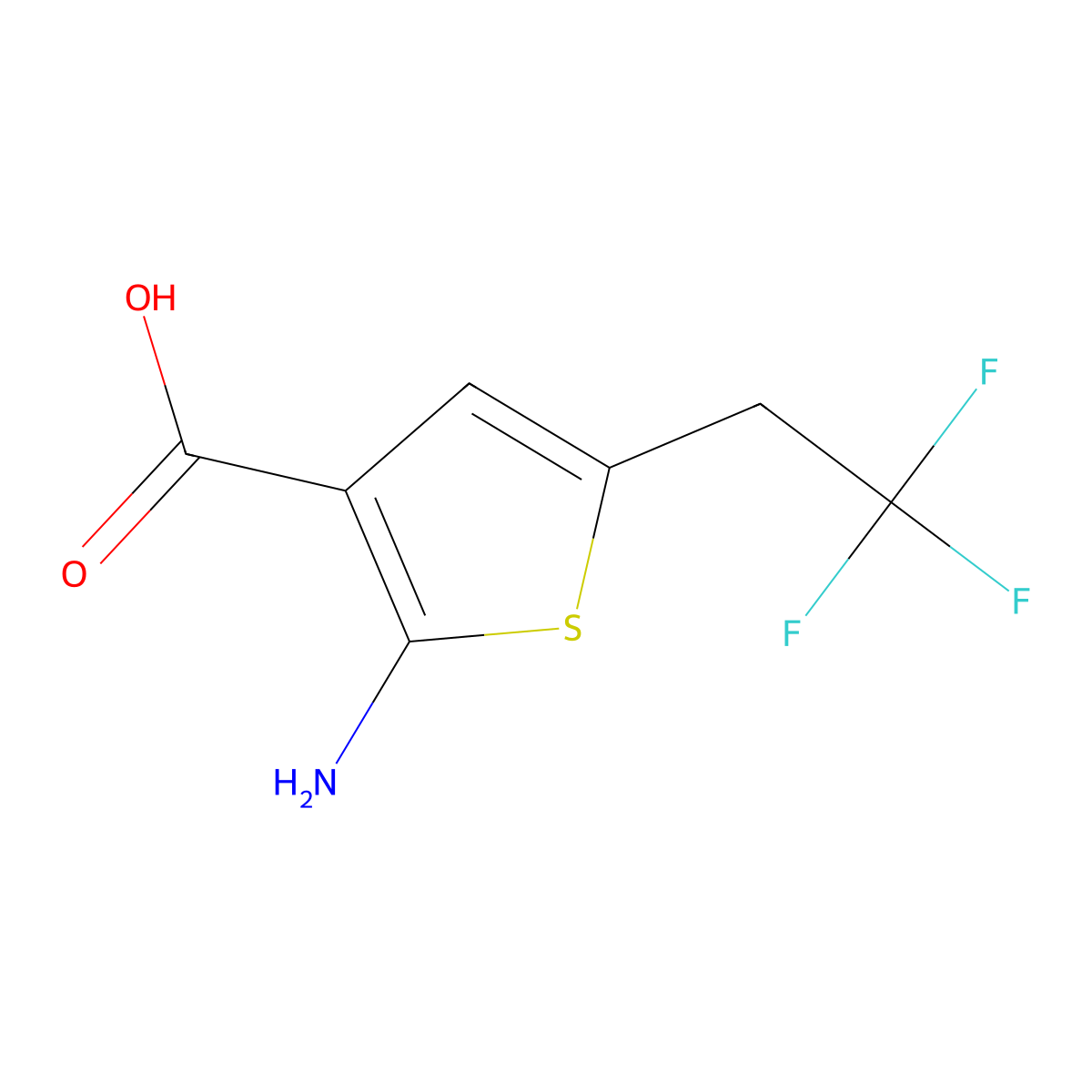 2-Amino-5-(2,2,2-trifluoroethyl)thiophene-3-carboxylic Acid molecular structure, CAS 2166754-63-6