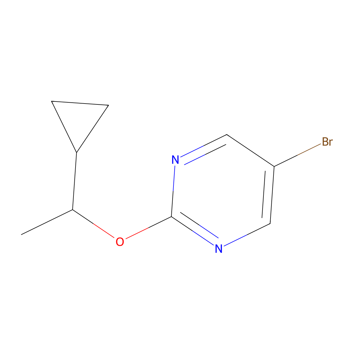 5-Bromo-2-(1-cyclopropylethoxy)pyrimidine molecular structure, CAS 2166755-57-1