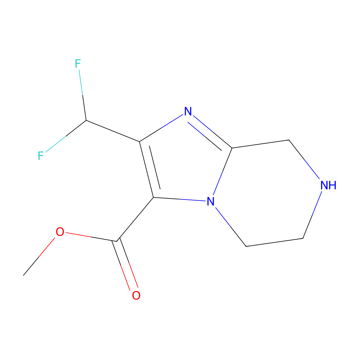 methyl 2-(difluoromethyl)-5H,6H,7H,8H-imidazo[1,2-a]pyrazine-3-carboxylate molecular structure, CAS 2166765-79-1