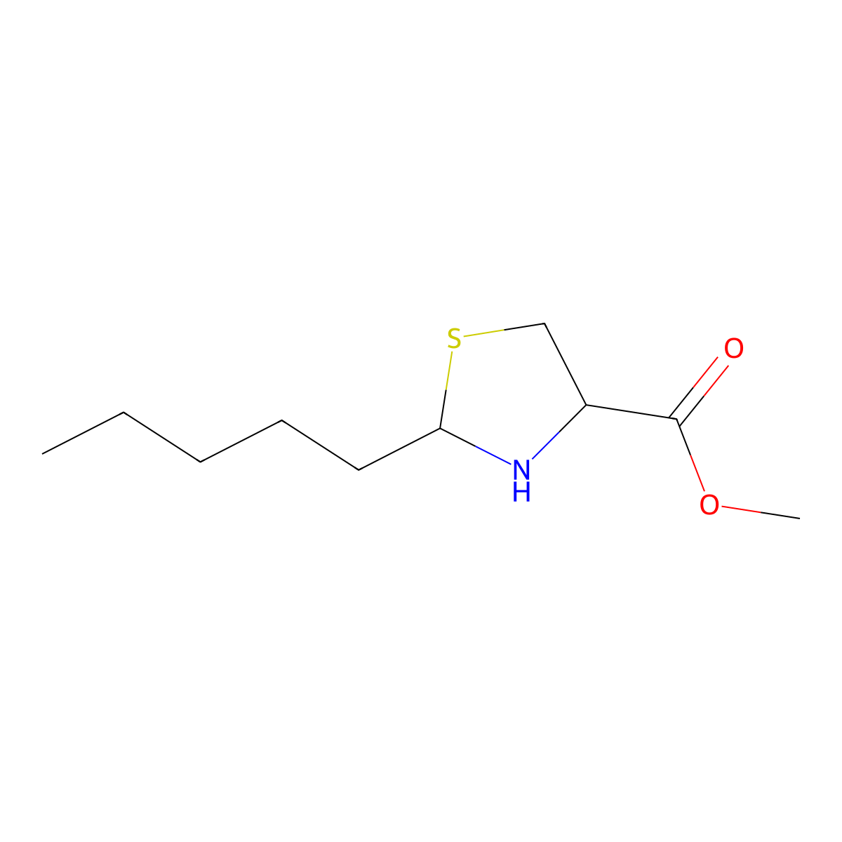 Methyl 2-pentyl-1,3-thiazolidine-4-carboxylate molecular structure, CAS 2166766-92-1