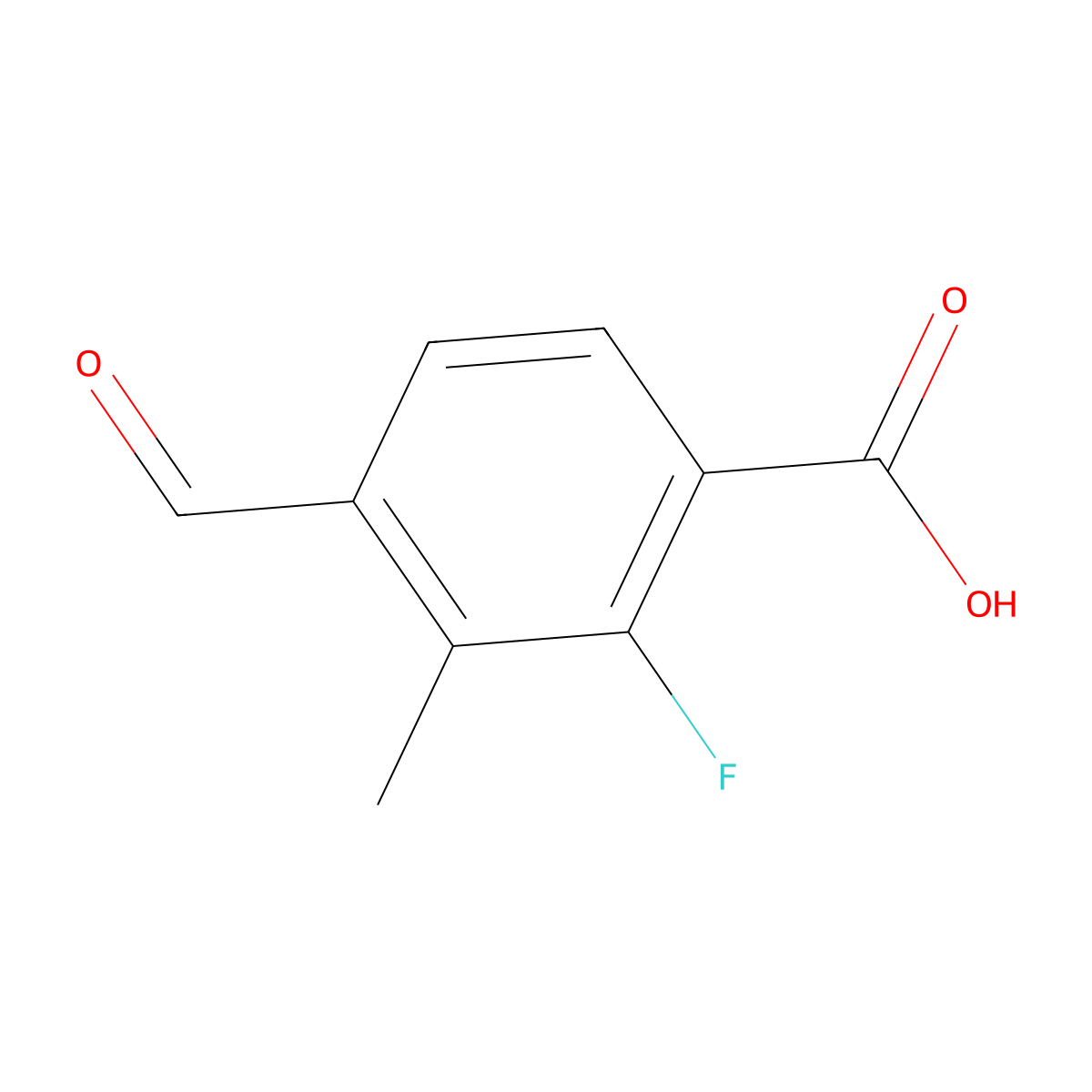 2-Fluoro-4-formyl-3-methylbenzoic acid molecular structure, CAS 2166767-62-8