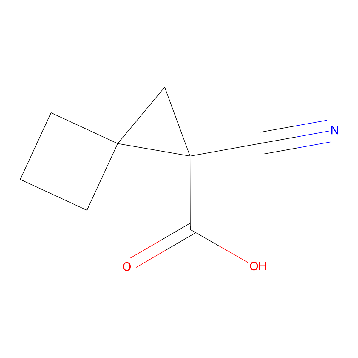 1-Cyanospiro[2.3]hexane-1-carboxylic acid molecular structure, CAS 2166768-89-2