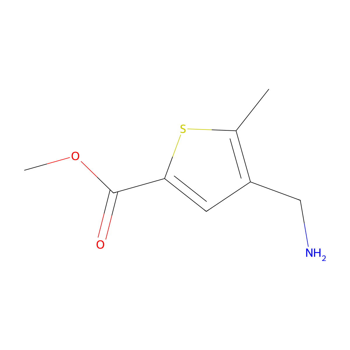 Methyl 4-(aminomethyl)-5-methylthiophene-2-carboxylate molecular structure, CAS 2166771-66-8