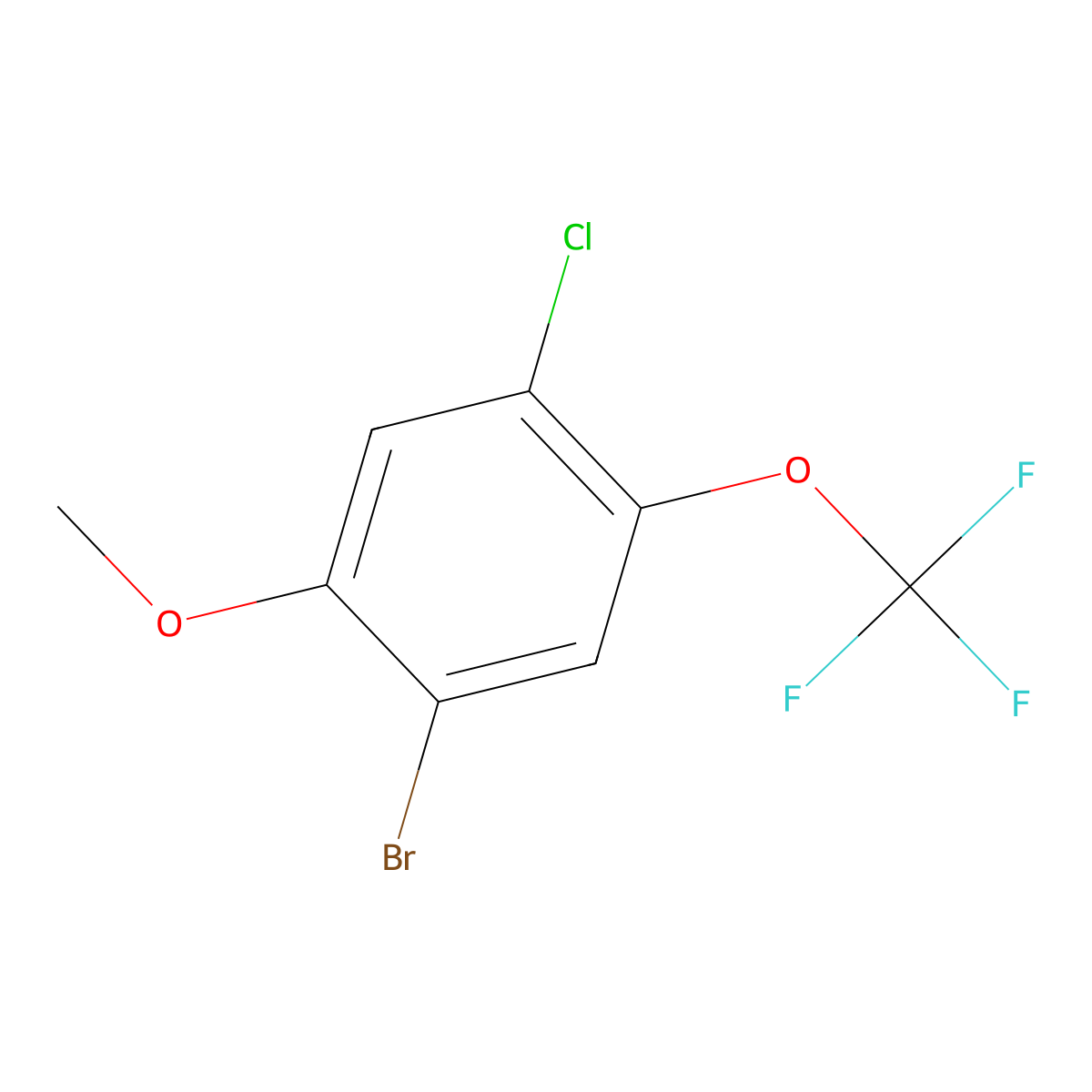 1-Bromo-4-chloro-2-methoxy-5-(trifluoromethoxy)benzene molecular structure, CAS 2166776-06-1