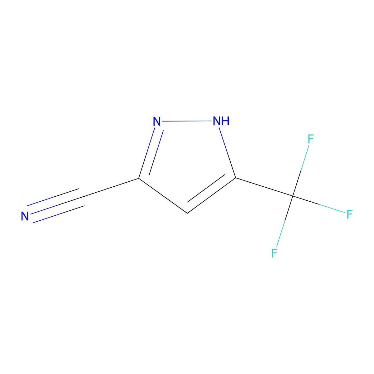 3-(trifluoromethyl)-1H-pyrazole-5-carbonitrile molecular structure, CAS 2166776-07-2