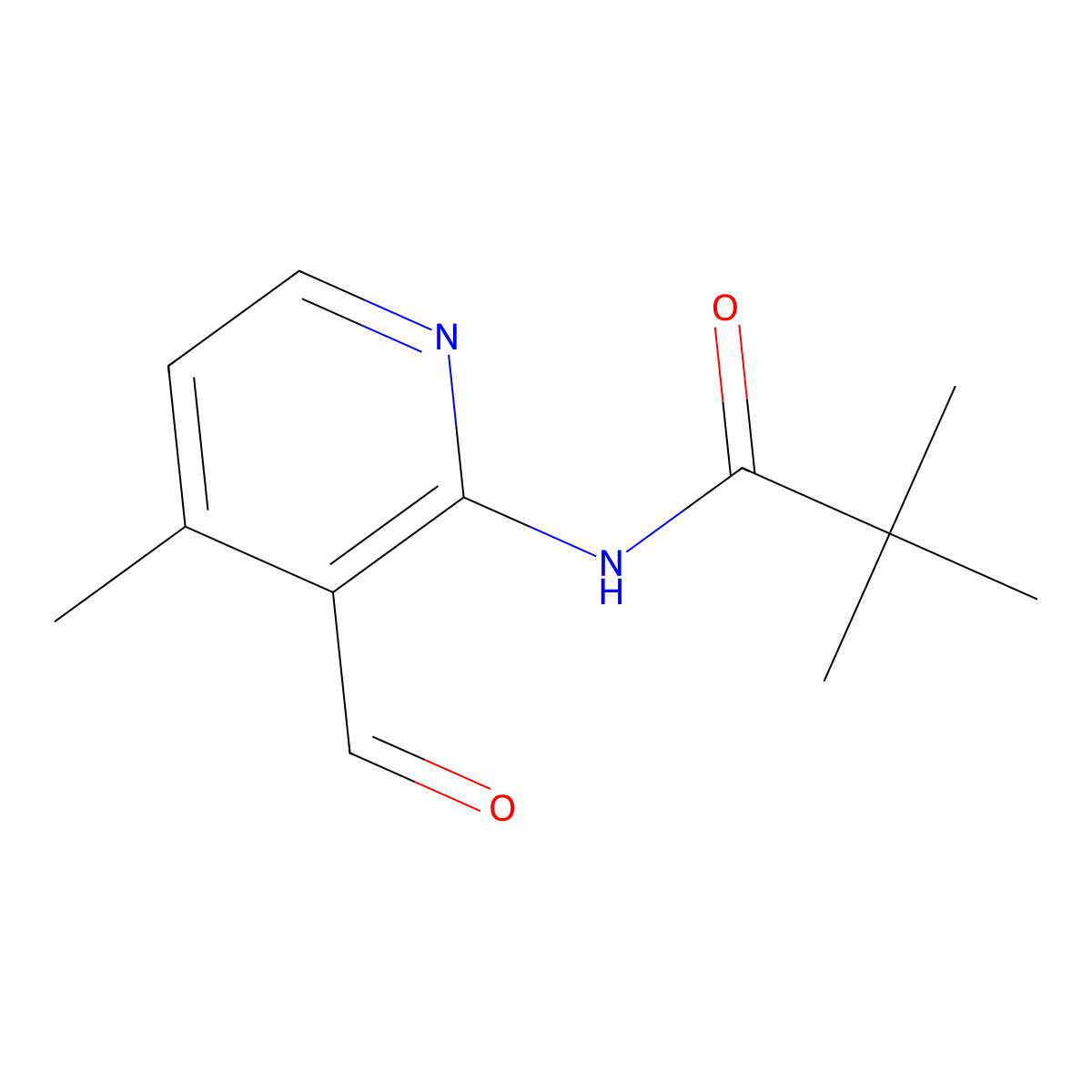 N-(3-formyl-4-methylpyridin-2-yl)-2,2-dimethylpropanamide molecular structure, CAS 216678-81-8