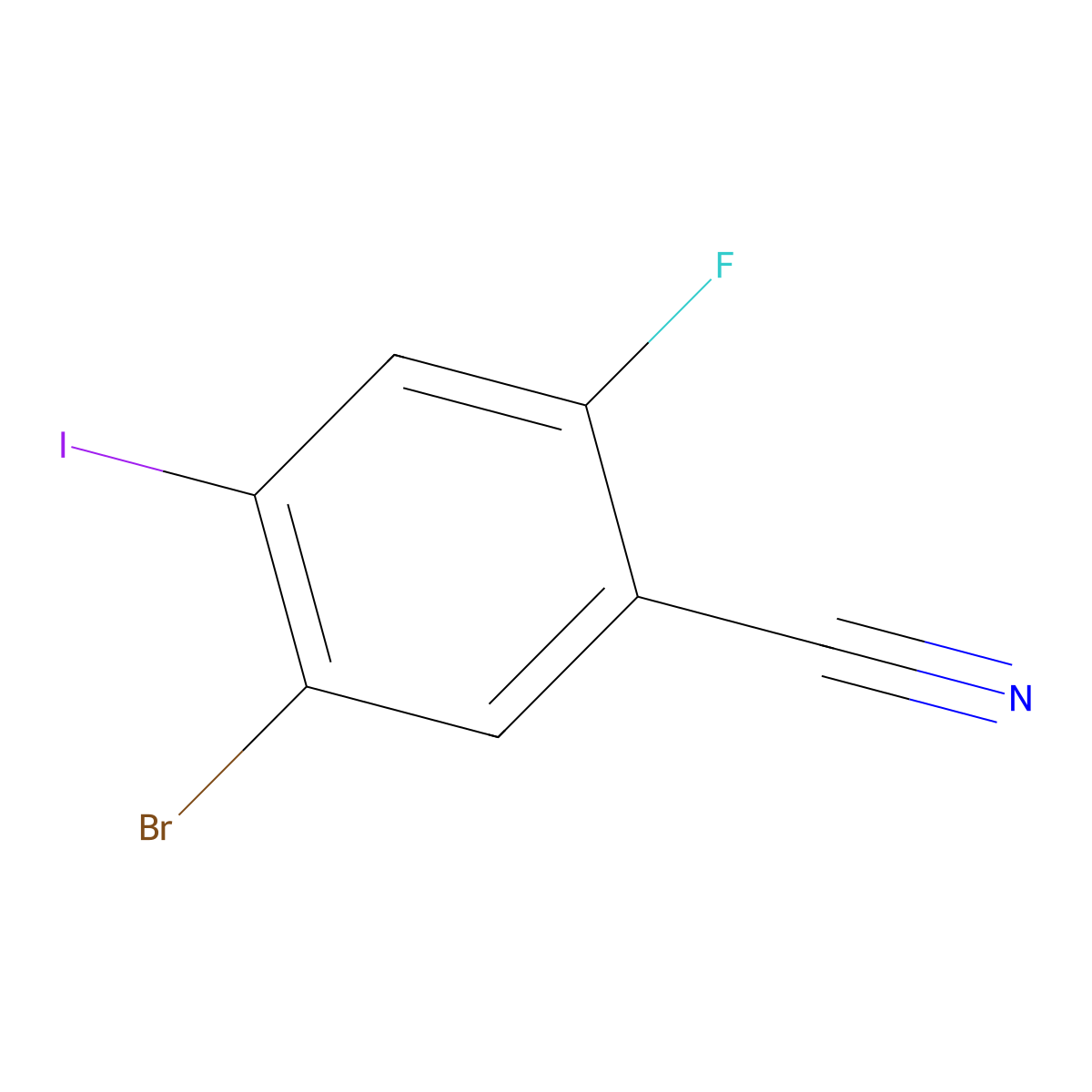 5-Bromo-2-fluoro-4-iodobenzonitrile molecular structure, CAS 2166791-67-7