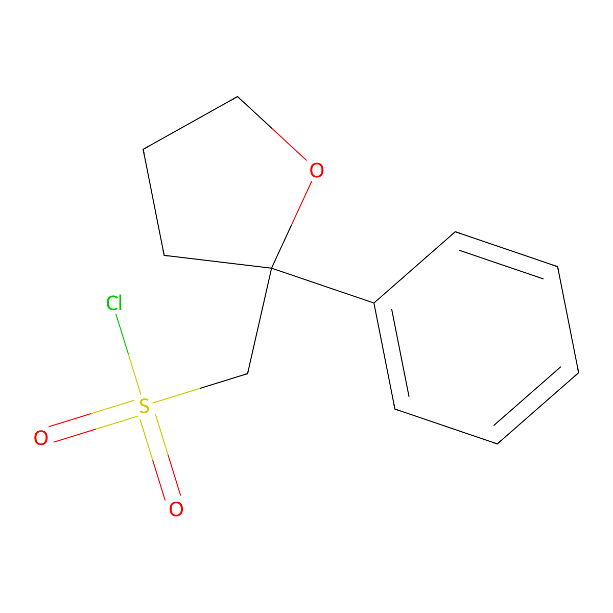 (2-Phenyloxolan-2-yl)methanesulfonyl chloride molecular structure, CAS 2166793-56-0