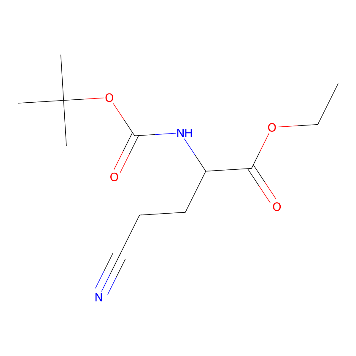 Ethyl 2-{[(tert-butoxy)carbonyl]amino}-4-cyanobutanoate molecular structure, CAS 2166795-03-3