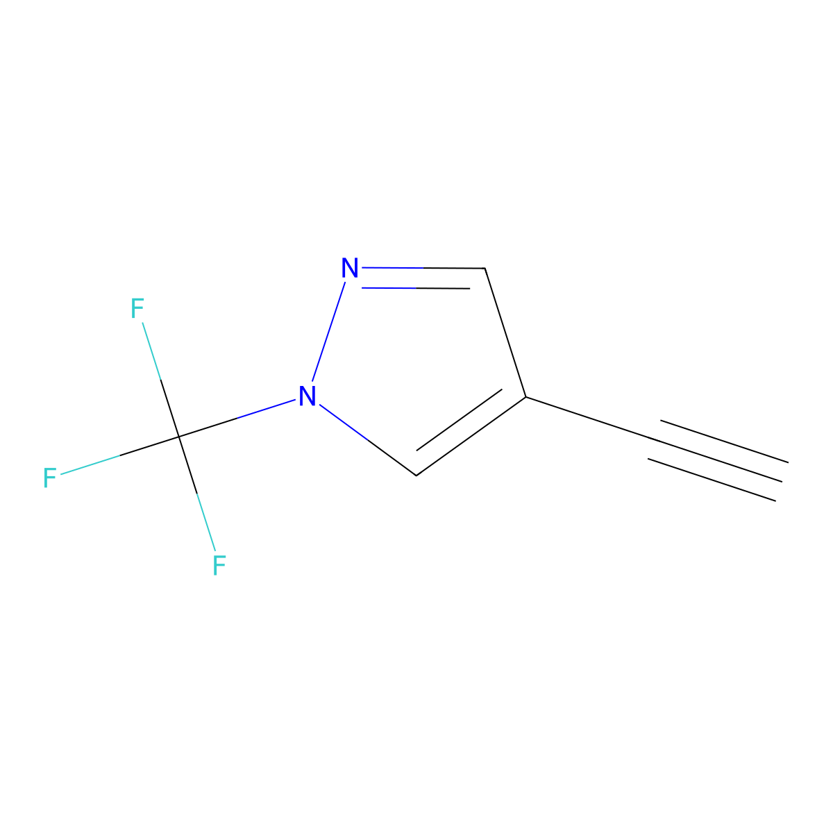 4-ethynyl-1-(trifluoromethyl)-1H-pyrazole molecular structure, CAS 2166798-48-5