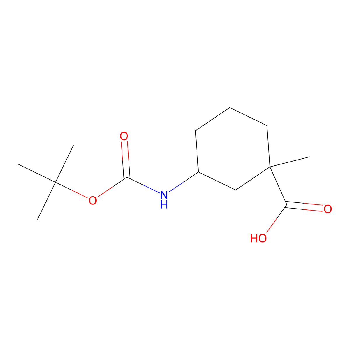 3-((tert-Butoxycarbonyl)amino)-1-methylcyclohexanecarboxylic acid molecular structure, CAS 2166800-08-2