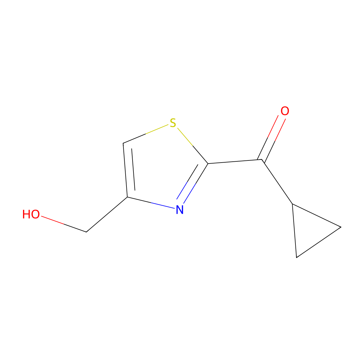 (2-Cyclopropanecarbonyl-1,3-thiazol-4-yl)methanol molecular structure, CAS 2166801-97-2