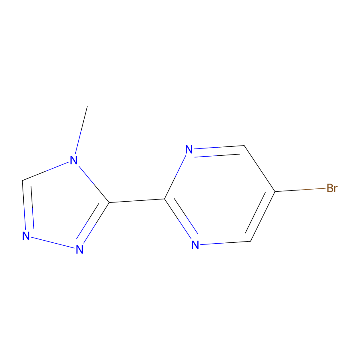 5-bromo-2-(4-methyl-4H-1,2,4-triazol-3-yl)pyrimidine molecular structure, CAS 2166805-81-6