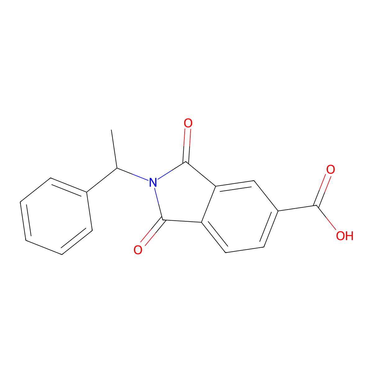 1,3-Dioxo-2-(1-phenylethyl)isoindoline-5-carboxylic acid molecular structure, CAS 216681-74-2