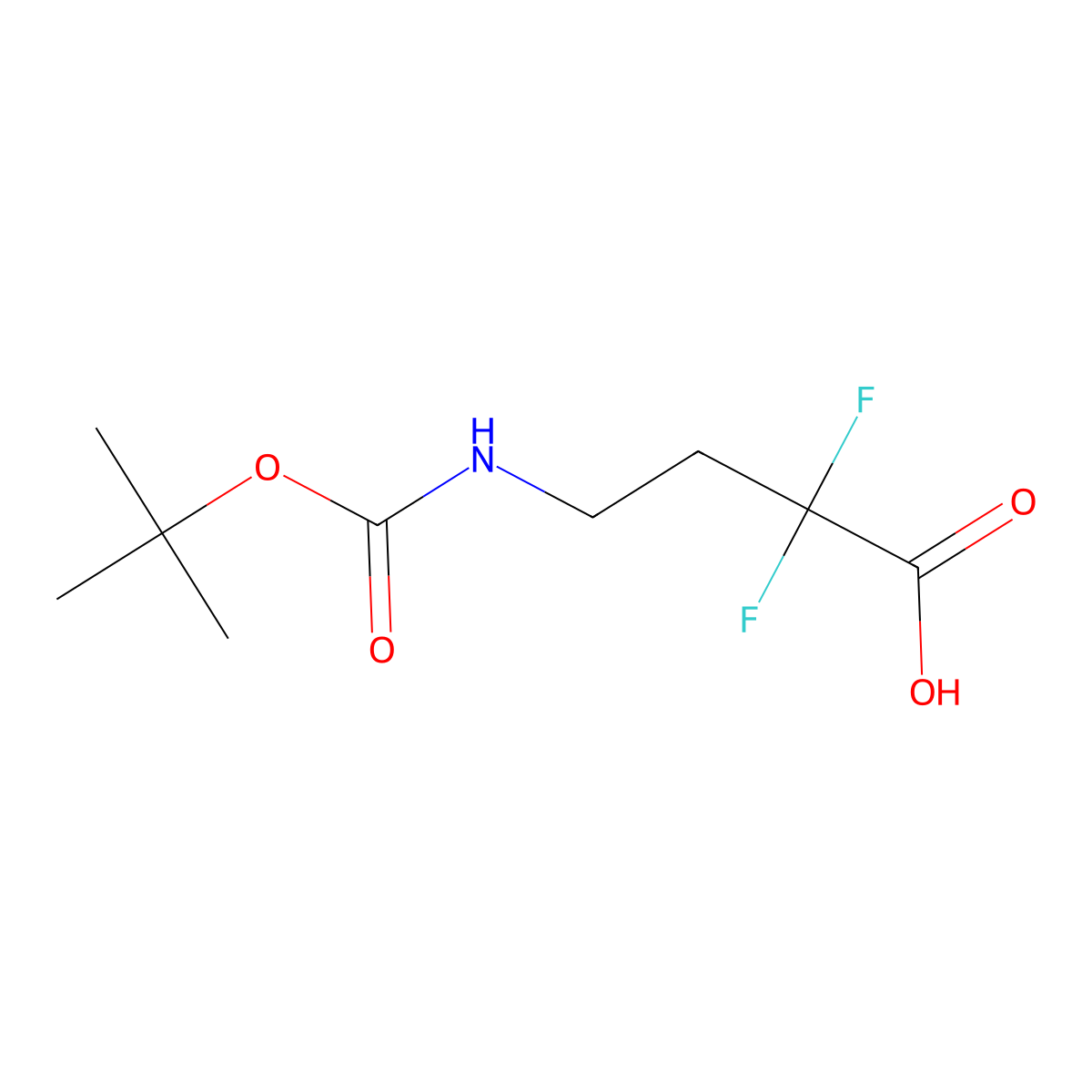 4-((tert-Butoxycarbonyl)amino)-2,2-difluorobutanoic acid molecular structure, CAS 2166810-88-2