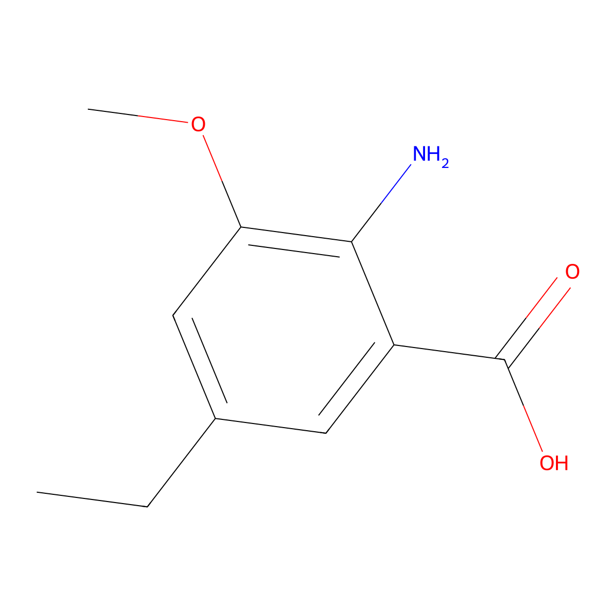 2-Amino-5-ethyl-3-methoxybenzoic acid molecular structure, CAS 2166813-12-1