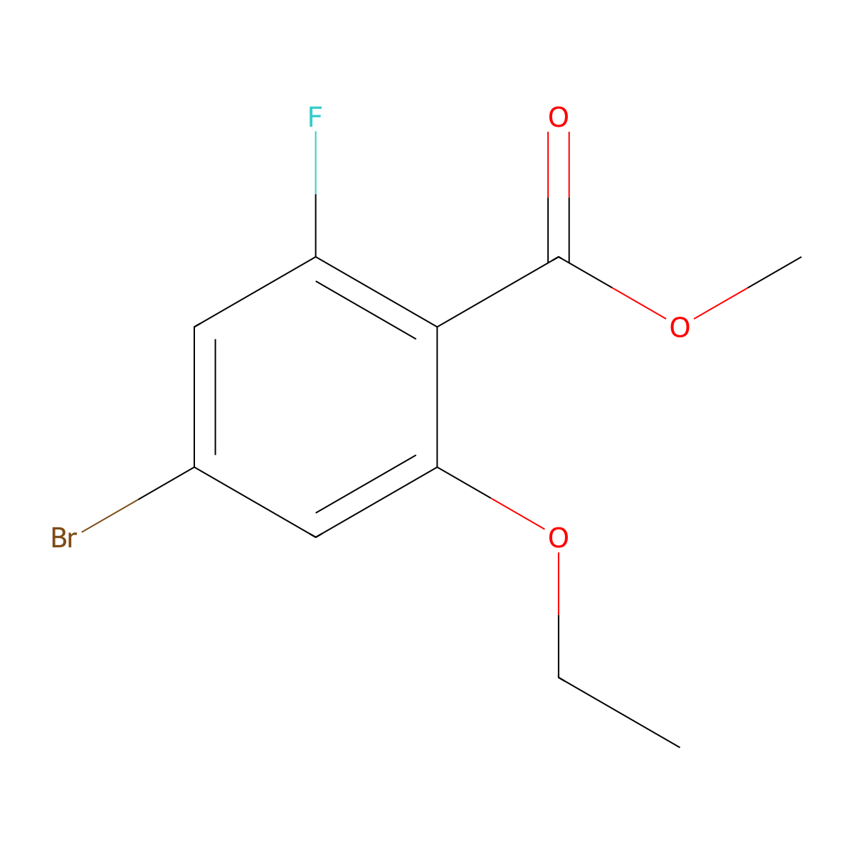 Methyl 4-bromo-2-ethoxy-6-fluorobenzoate molecular structure, CAS 2166813-54-1