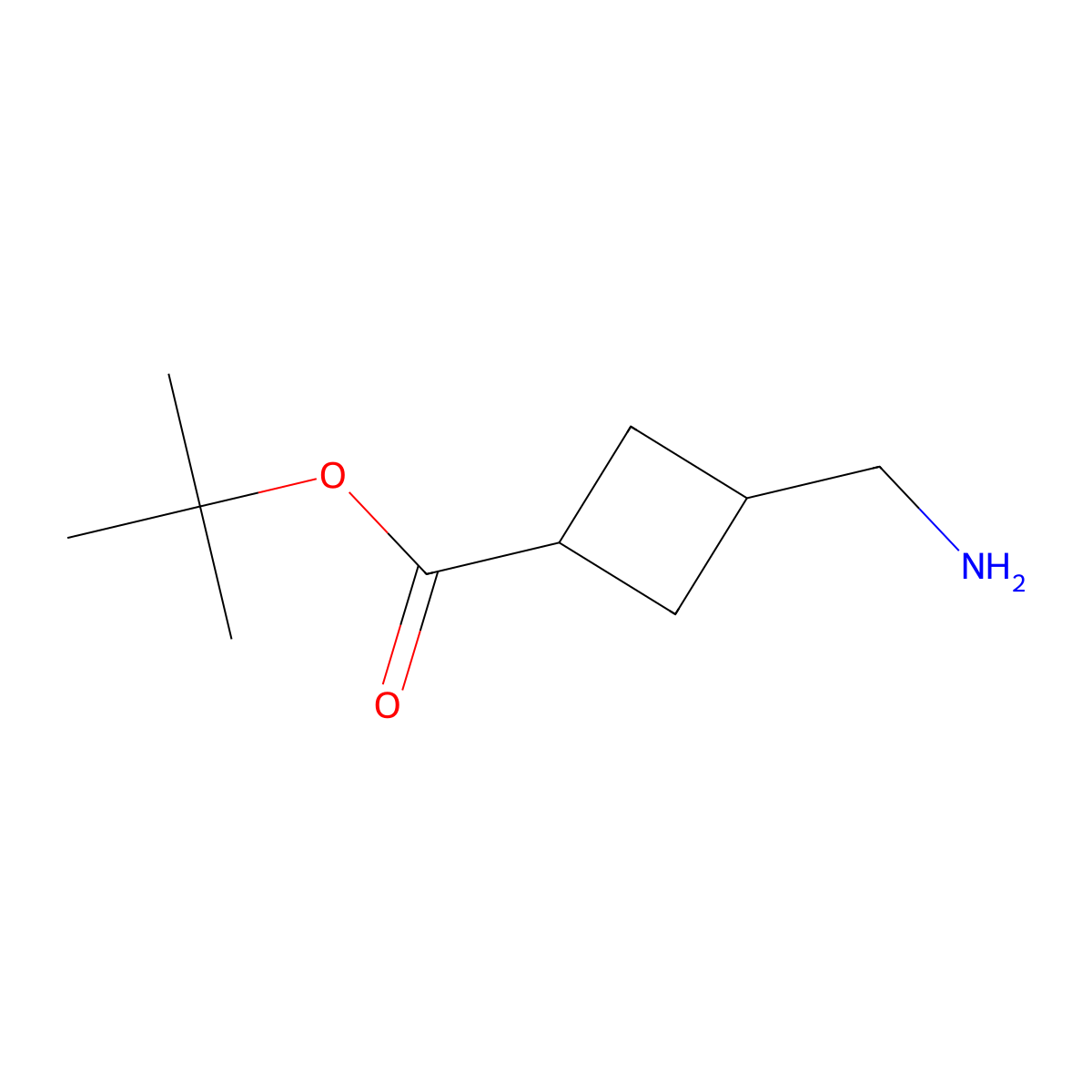 Tert-butyl 3-(aminomethyl)cyclobutane-1-carboxylate molecular structure, CAS 2166814-27-1