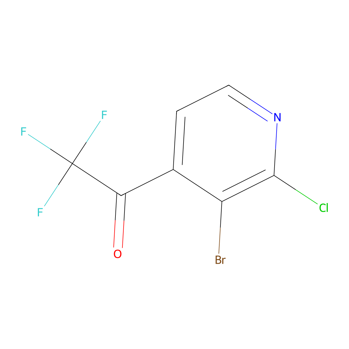 1-(3-Bromo-2-chloropyridin-4-yl)-2,2,2-trifluoroethanone molecular structure, CAS 2166818-37-5