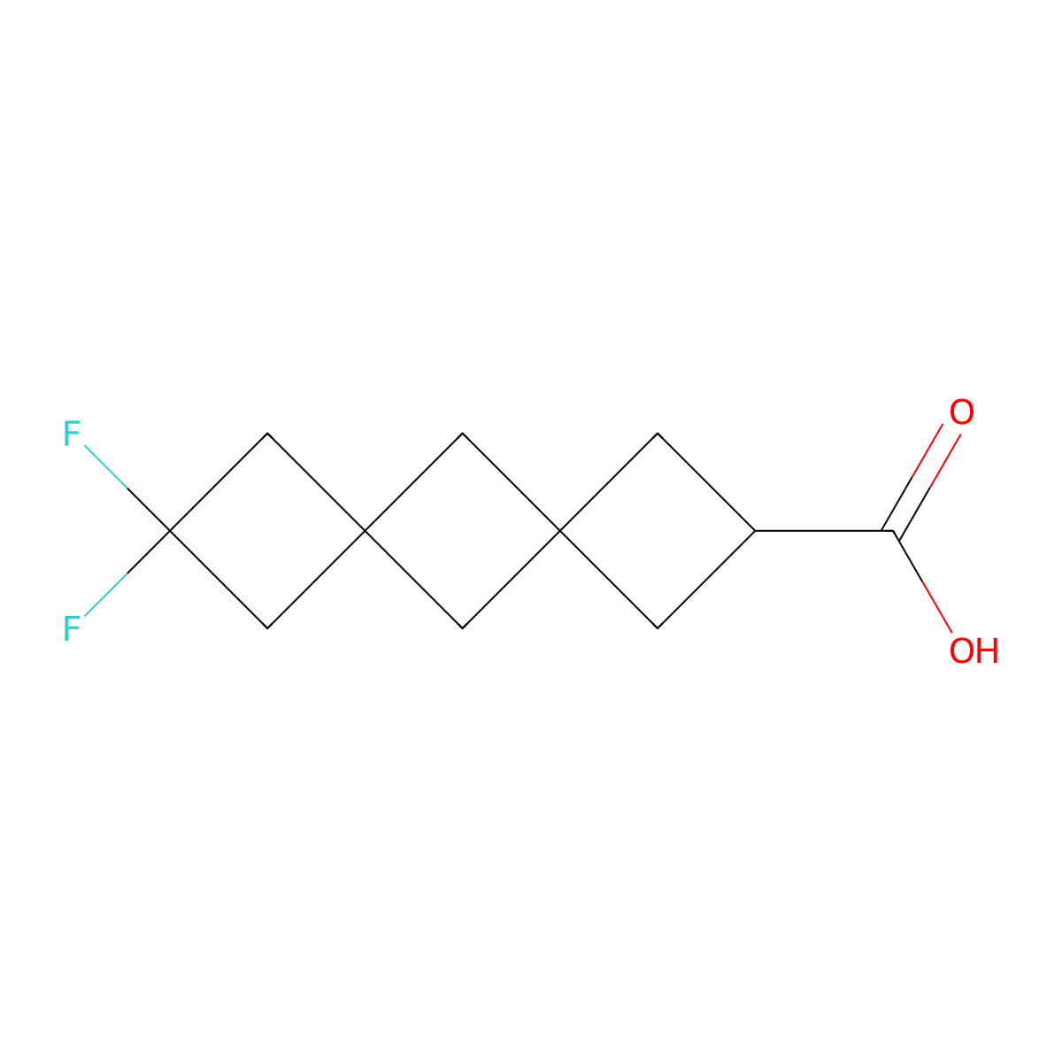 8,8-Difluorodispiro[3.1.36.14]decane-2-carboxylic acid molecular structure, CAS 2166818-50-2